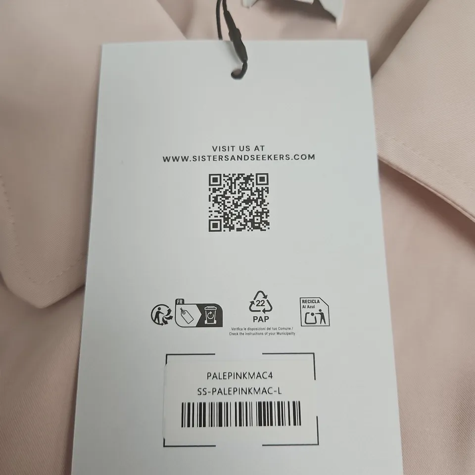 SISTERS AND SEEKERS PINK WOMEN'S MAC COAT, UK SIZE L