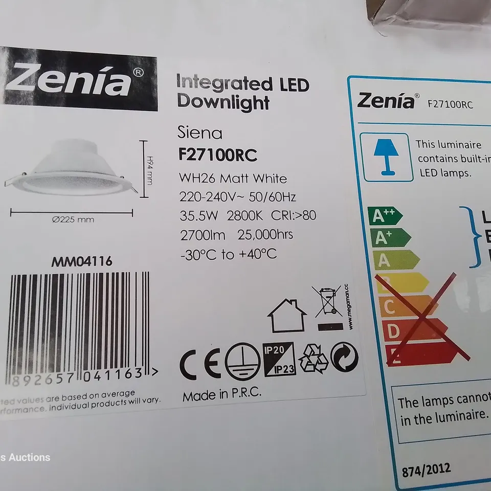 CARTON OF 12 ZENIA SIENA INTEGRATED LED DOWNLIGHTERS 225mm diam