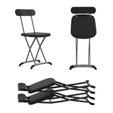 BOXED SET OF 2 INDOOR AND OUTDOOR METAL FOLDING STOOL WITH STURDY FRAME AND ERGONOMIC BACKREST - BLACK (1 BOX)