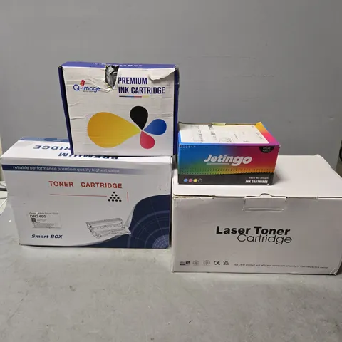 BOX OF APPROXIMATELY 8 PRINTER SUPPLIES TO INCLUDE - INK CARTRIDGE , TONER CARTRIDGE , LASER TONER CARTRIDGE ETC