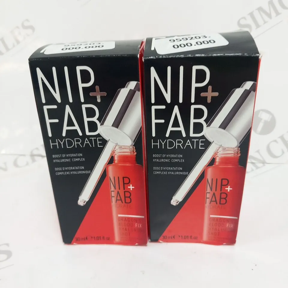 2 BOXED NIP+ FAB HYDRATE BOOST OF HYDRATION HYALURONIC COMPLEX 30ML