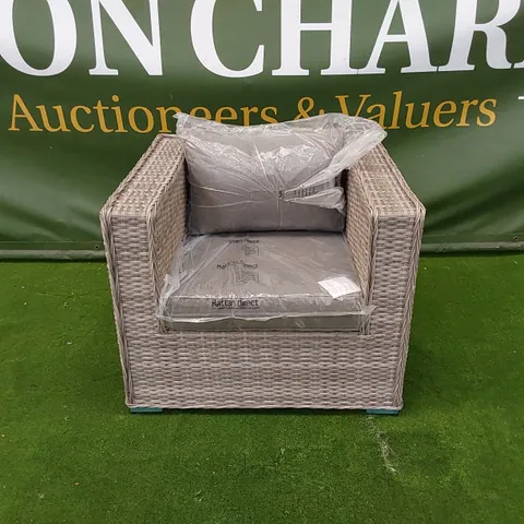 ASCOT GREY RATTAN ARMCHAIR WITH CUSHIONS