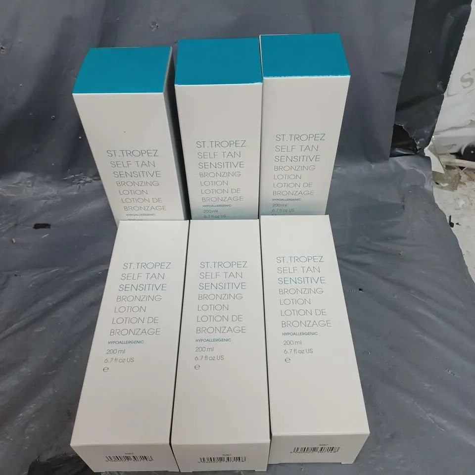 LOT OF SIX ST.TROPEZ SELF TAN SENSITIVE BRONZING LOTION 200ML