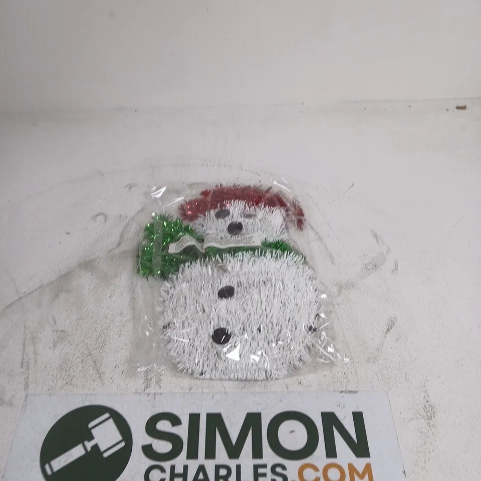 BOX OF APPROXIMATELY 12 LIGHT UP TINSEL SNOWMEN WITH WHITE LEDS