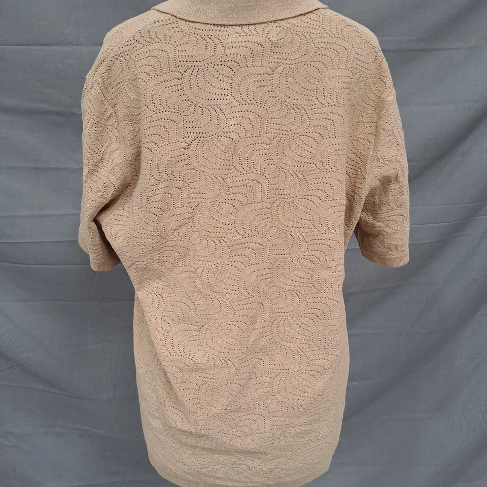ONLY & SONS DENVER LIFE KNIT SHIRT IN CHINCHILLA TAN SIZE M