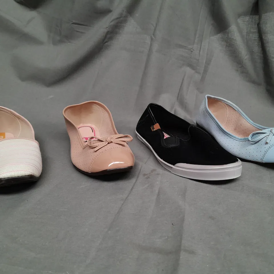 BOX OF APPROX 40 ASSORTED SLIP ON SHOES IN VARIOUS SIZES & COLOURS 
