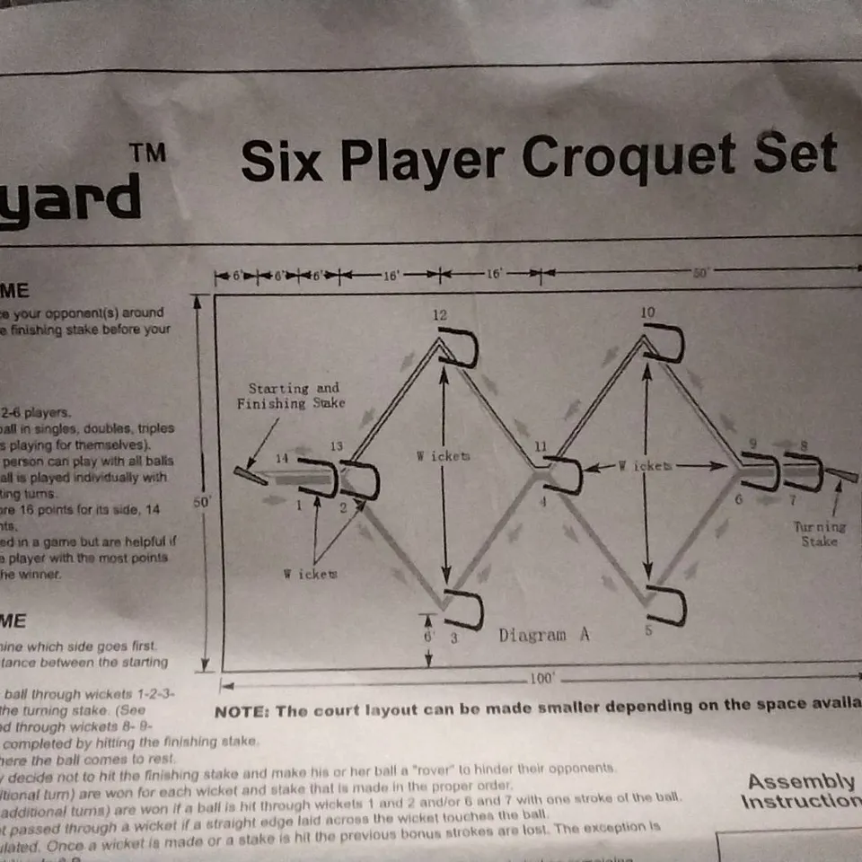 BOXED SIX PLAYER CROQUET SET