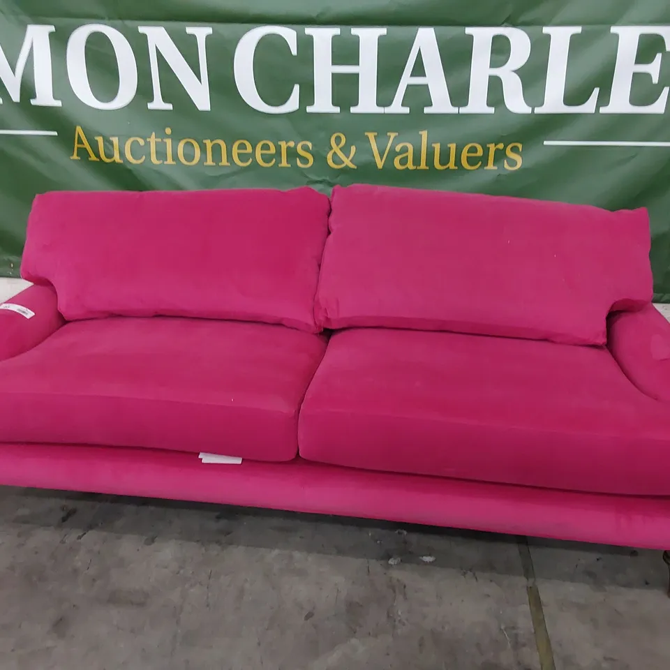 QUALITY BRITISH DESIGNER LOUNGE Co. FOUR SEATER SOFA SHOCKING PINK PLUSH FABRIC 