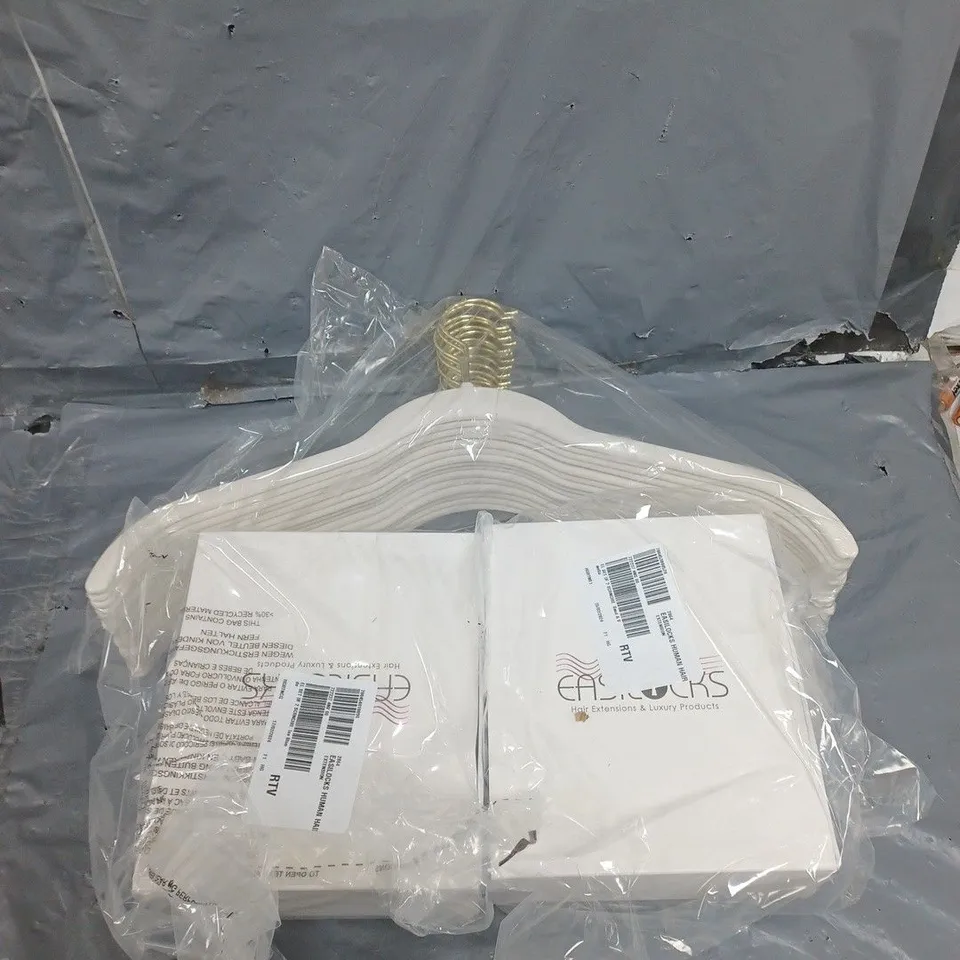 LARGE BOX OF APPROXIMATELY 10 ASSOTED ITEMS TO INCLUDE HANGERS AND WIGS