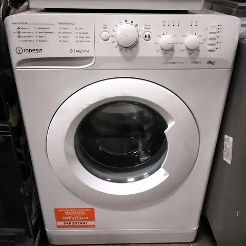 INDESIT 8KG FREESTANDING WASHING MACHINE IN WHITE 