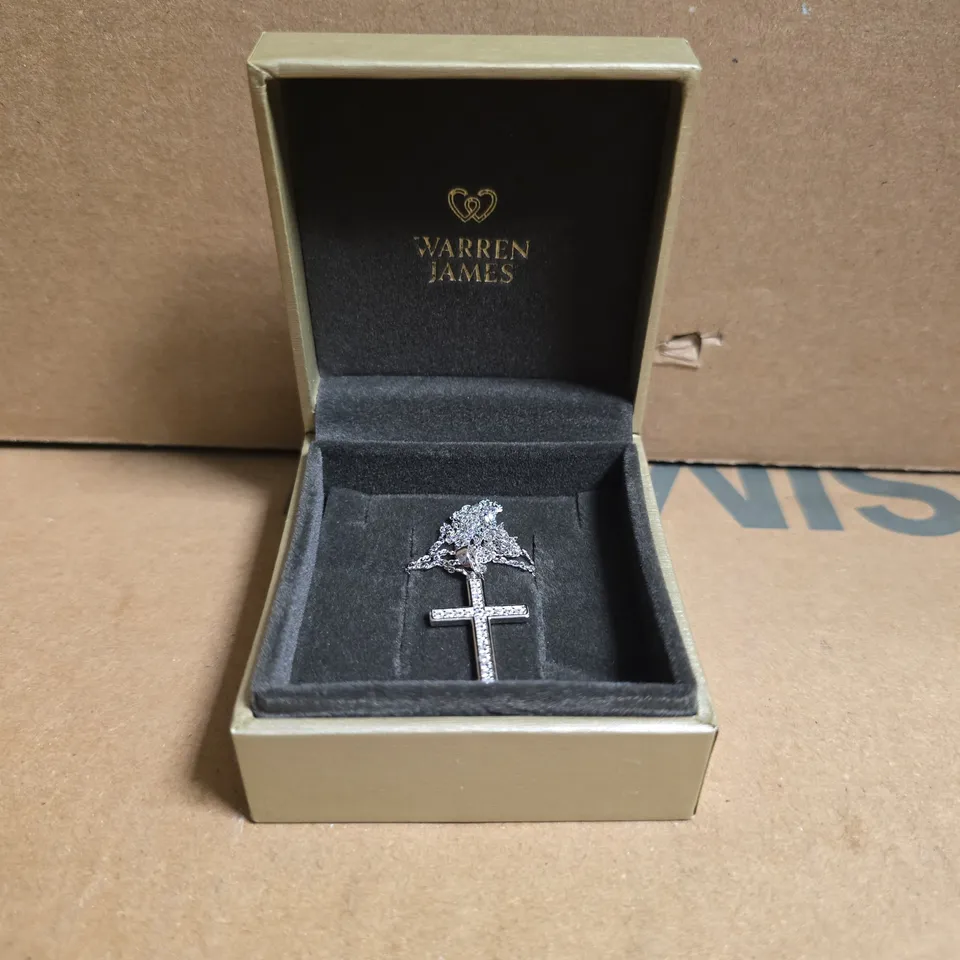 WARREN JAMES DIAMONDFLASH CROSS PENDANT NECKLACE – PRESENTATION BOX