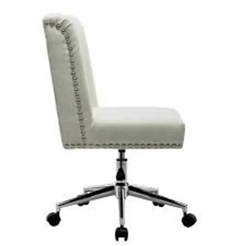 PORTHOS HOME OFFICE CHAIR WITH FABRIC UPHOLSTERY STUDDED DESIGN - CREAM