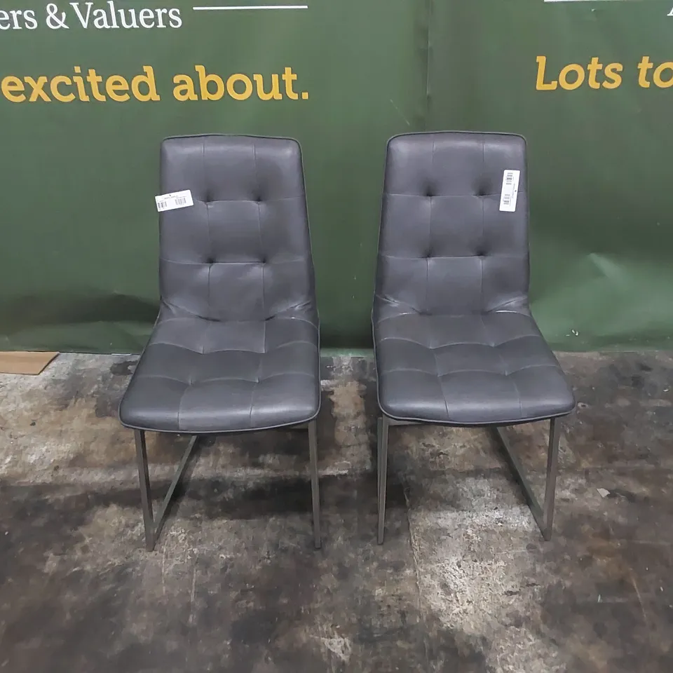 SET OF 2 DESIGNER FAUX LEATHER PADDED DINING CHAIRS 
