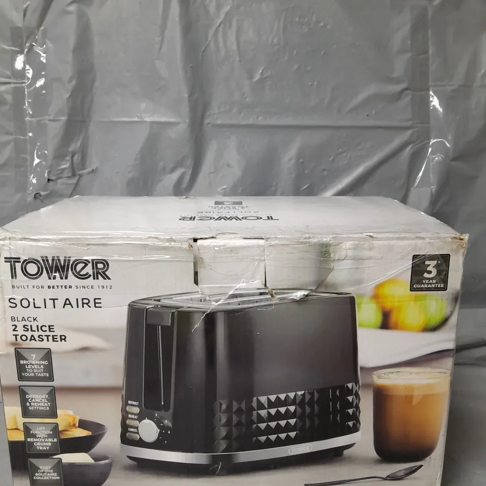 TOWER SOLITAIRE 2 SLICE TOASTER - BLACK