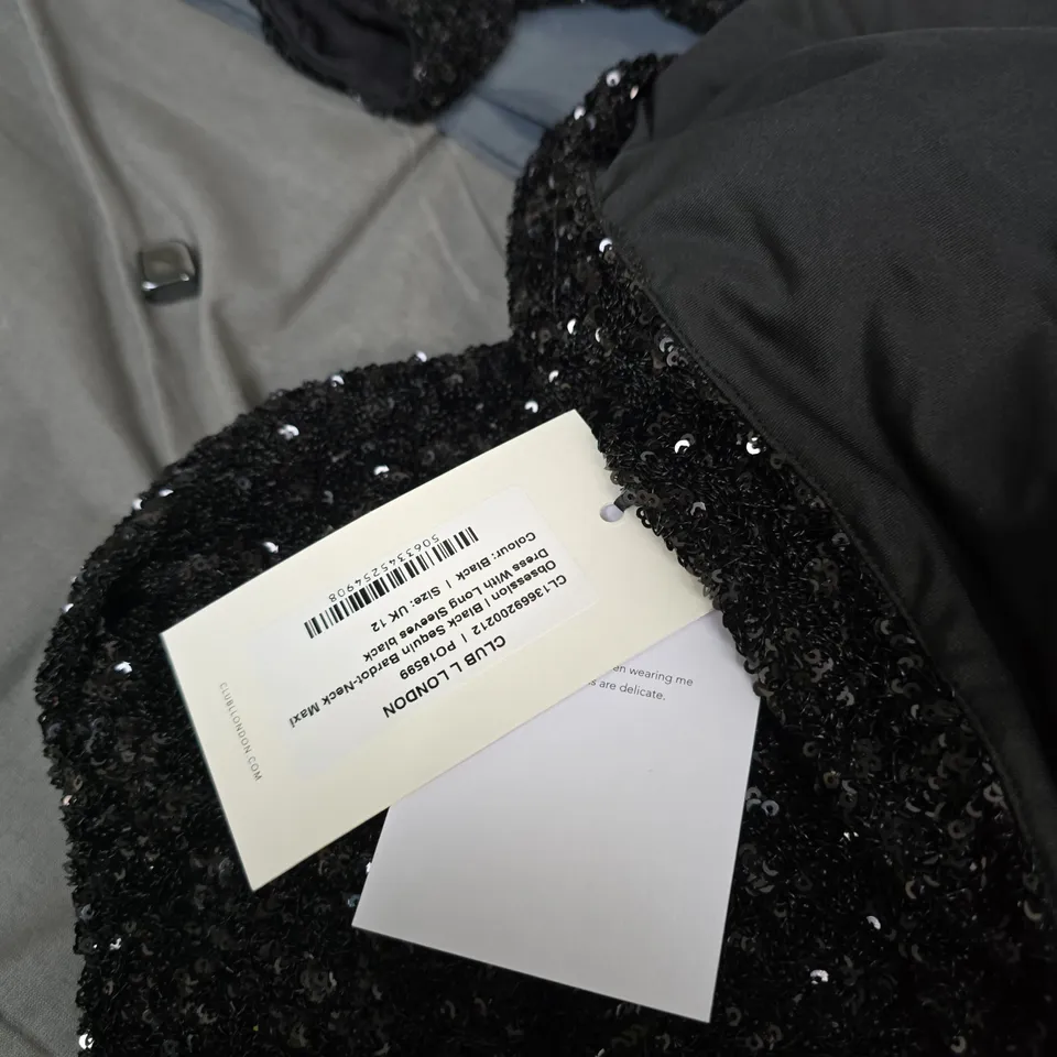 Club L London Black Sequin Maxi Dress/Jumpsuit – Evening Wear 