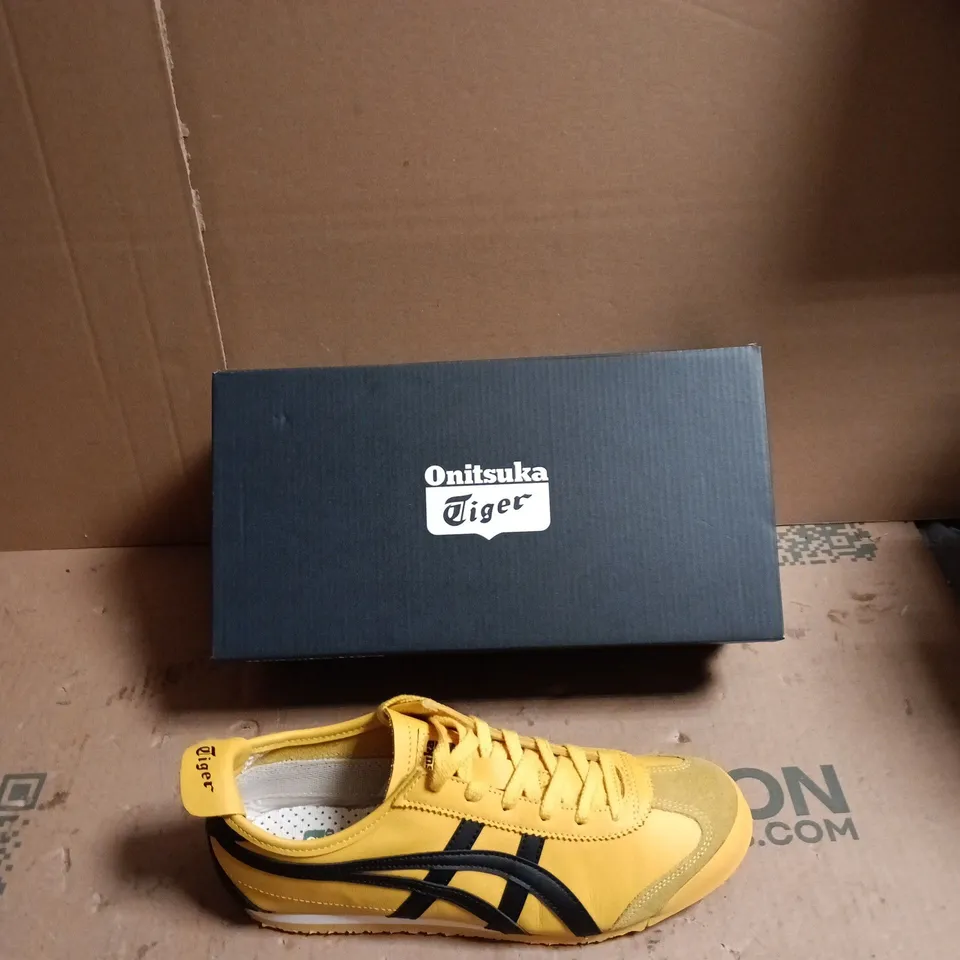 ONITSUKA TIGER SNEAKERS – YELLOW WITH BLACK STRIPES - UK SIZE 6