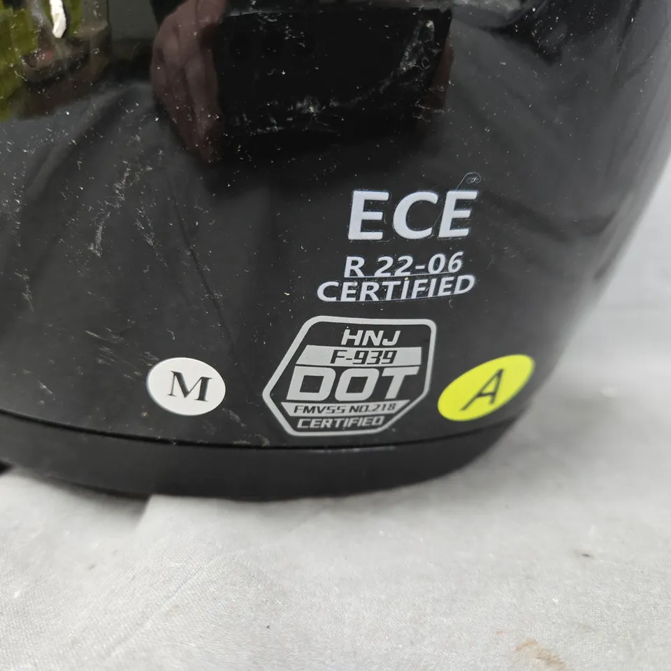 MOTORCYCLE HELMET WITH CAT EAR ATTACHMENT IN BLACK – SIZE MEDIUM - ECE R22-06 CERTIFIED