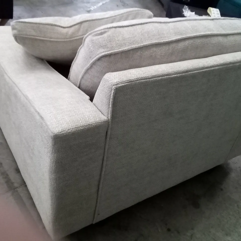 QUALITY DESIGNER COOPER CUDDLER POWER RECLINER SOFA BASE COLOUR - CHUNKI NATURAL / SCATTER CUSHION - MODASA GREY 