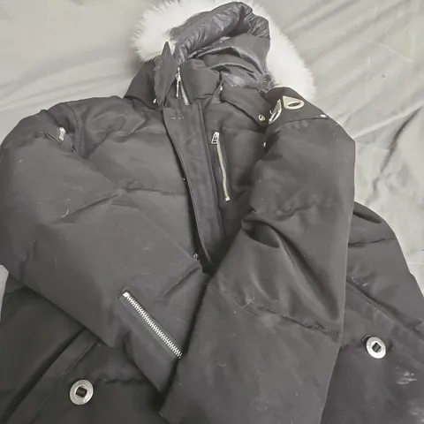 MOOSE KNUCKLES BLACK DOWN-FILLED JACKET WITH FUR TRIM HOOD - SIZE UNSPECIFIED