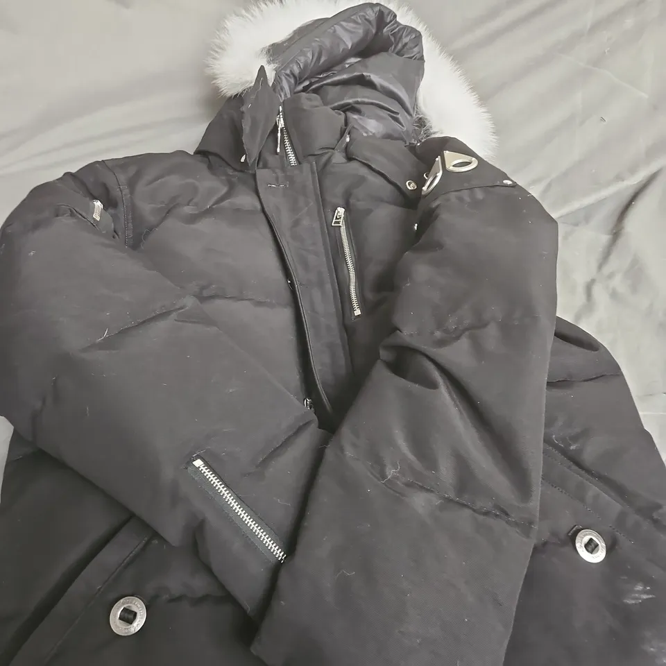 MOOSE KNUCKLES BLACK DOWN-FILLED JACKET WITH FUR TRIM HOOD - SIZE UNSPECIFIED