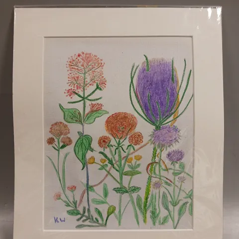 KW INITIALISED FLORAL ART PRINT