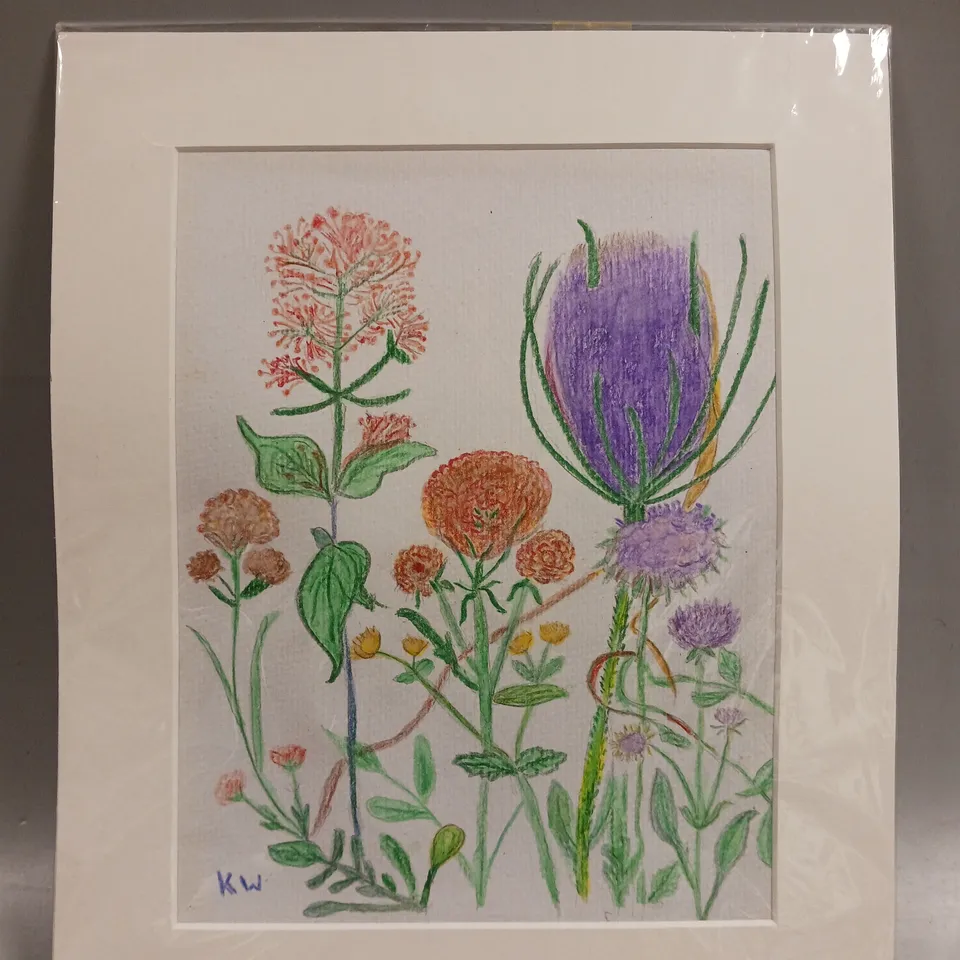 KW INITIALISED FLORAL ART PRINT