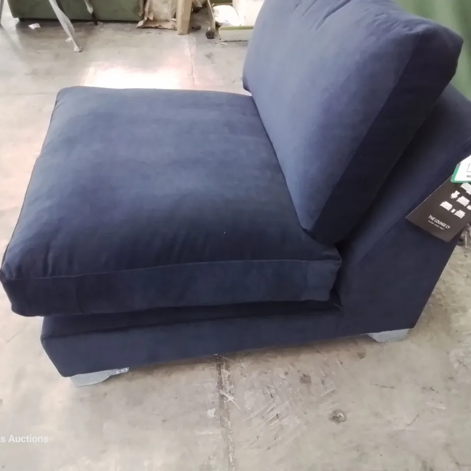 QUALITY BRITISH DESIGNER LOUNGE Co. ARMLESS UNIT PLUSH BLUE FABRIC