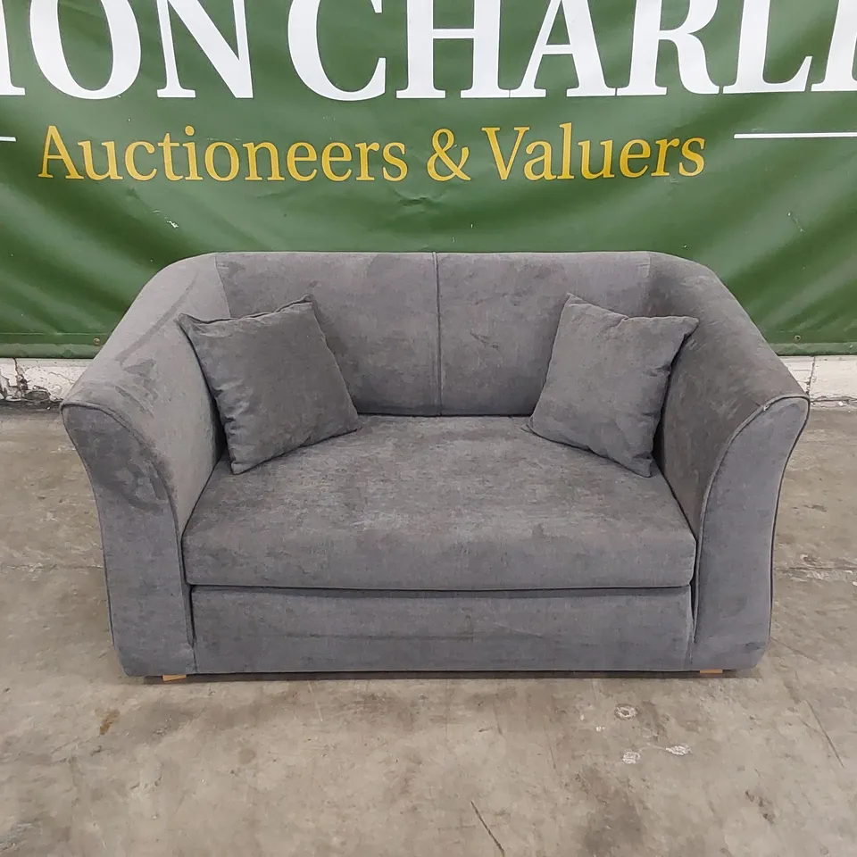 DESIGNER SMALL 2 SEATER FABRIC UPHOLSTERED SOFA