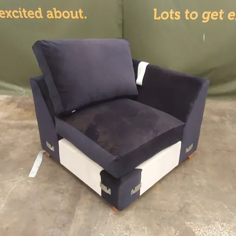 QUALITY DESIGNER CORNER SOFA SECTION - NAVY VELVET // SECTION OF A SOFA ONLY