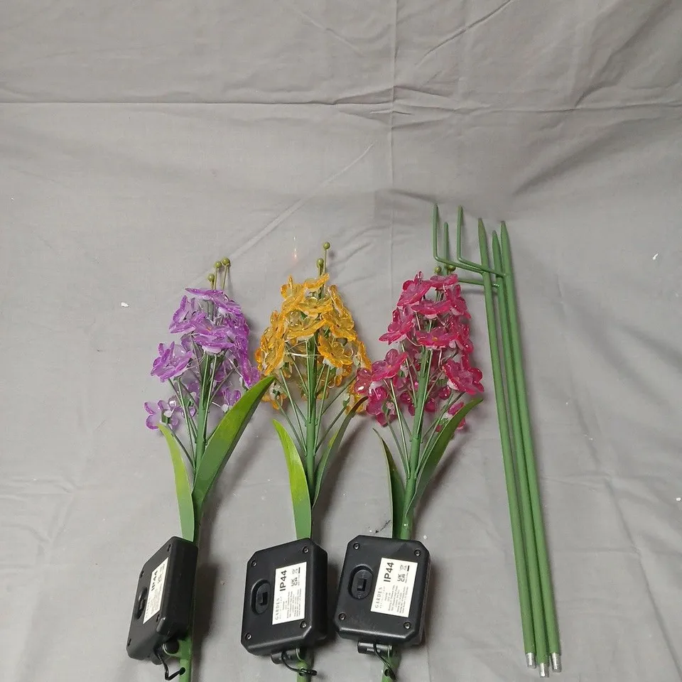 GARDEN REFLECTIONS SET OF 3 SOLAR DELPHINIUM STAKE LIGHTS