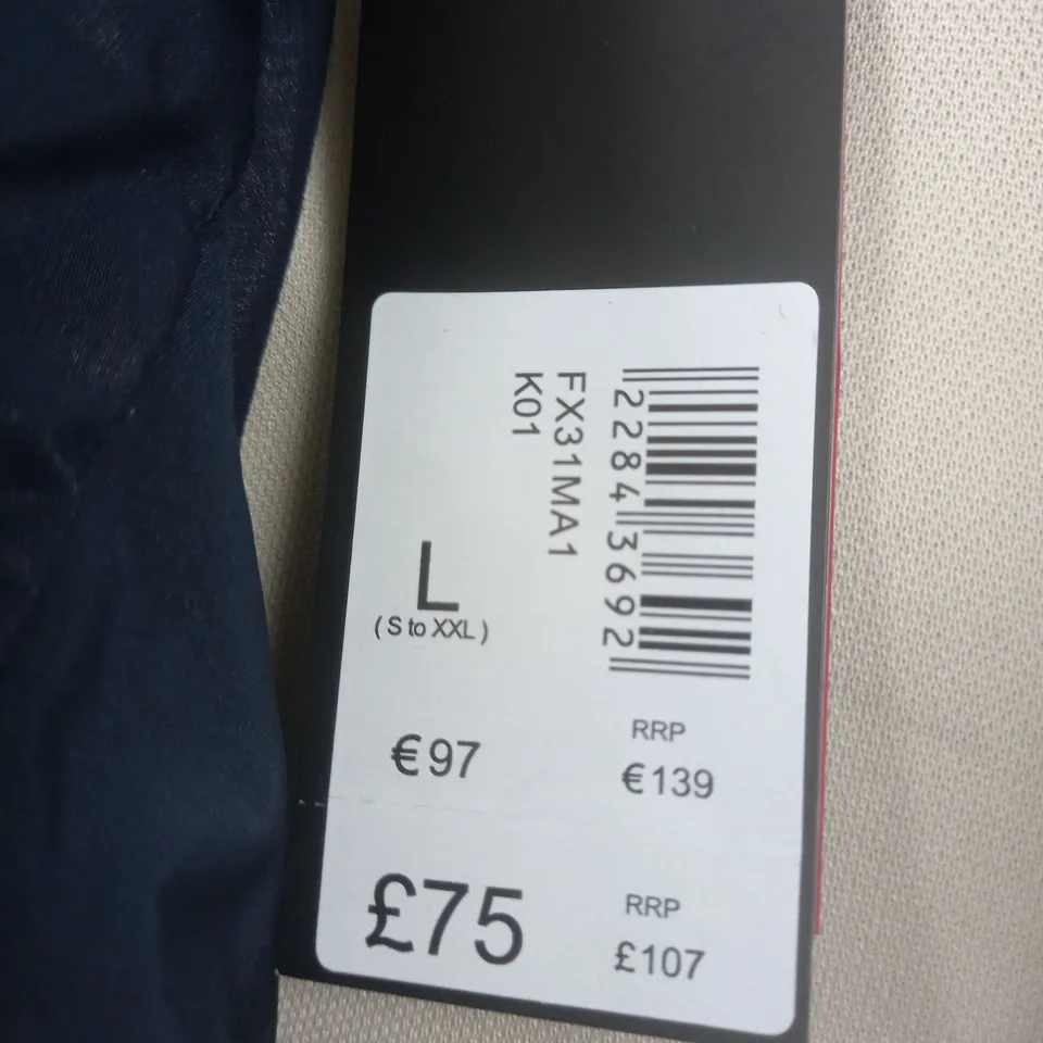 KLASS NAVY LONGLINE HOODED COAT - L