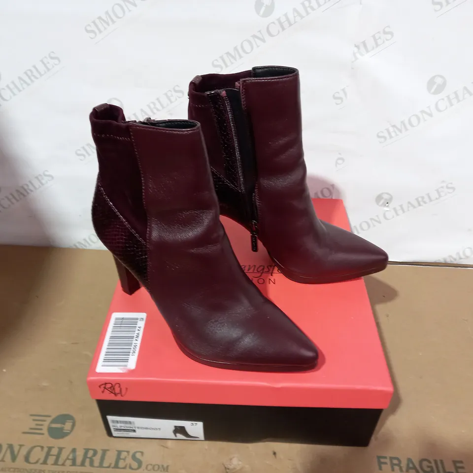 BOXED PAIR OF RUTH LANGSFORD HEELED BOOTS- SIZE 37 