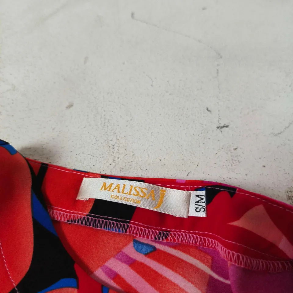 BOX OF APPROXIMATELY 30 MALISSA J COLLECTION DRESS – SMALL (SM) – PINK/RED/BLUE FLORAL PATTERN