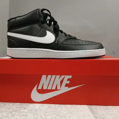 BOXED PAIR OF NIKE COURT VISION MID SHOES IN BLACK/WHITE SIZE UK 11