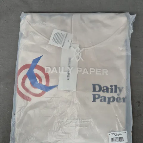 DAILY PAPER PUSCREN HOODIE IN WHITE SAND SIZE MEDIUM