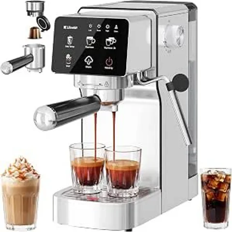 BOXED LLIVEKIT 2 IN 1 MULTI CAPSULE COFFEE MACHINE WITH MILK FROTHER, 20 BAR
