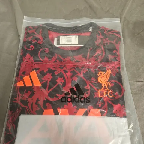 ADIDAS LIVERPOOL FC FOOTBALL SHIRT – BLACK WITH RED FLORAL PATTERN SIZE XL
