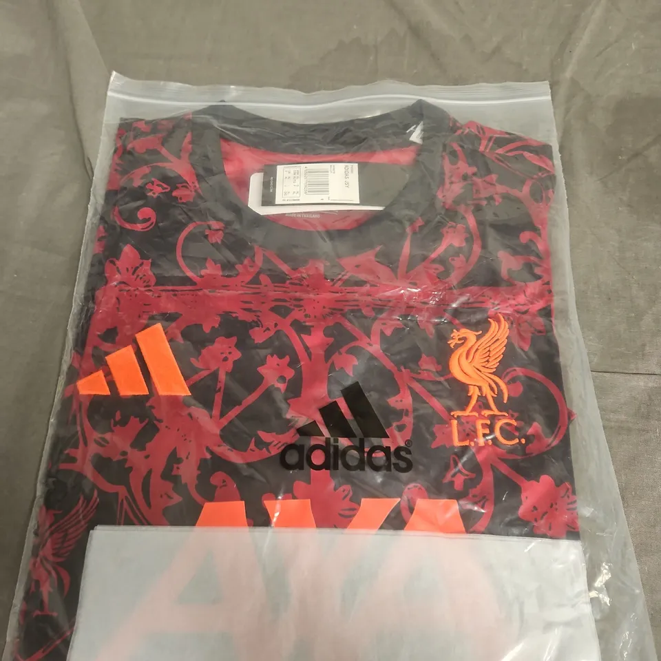 ADIDAS LIVERPOOL FC FOOTBALL SHIRT – BLACK WITH RED FLORAL PATTERN SIZE XL