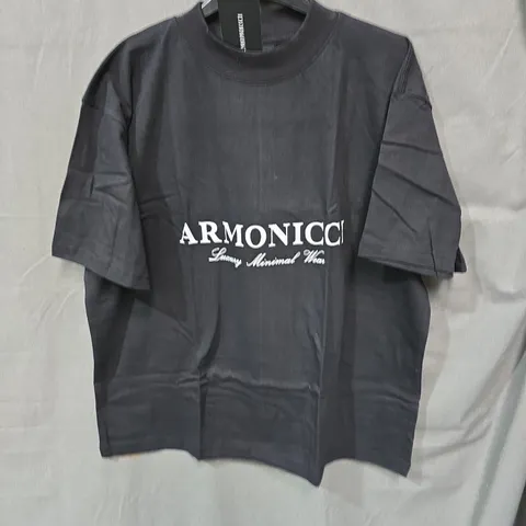 ARMONICCI BLACK T-SHIRT – MEN'S, LOGO PRINT FRONT