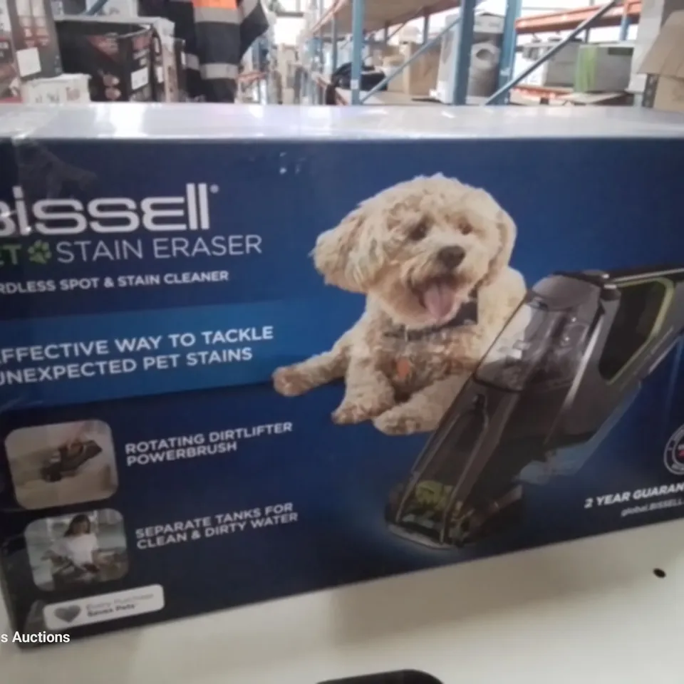 BOXED BISSELL PET STAIN ERASER CORDLESS SPOY & STAIN REMOVER