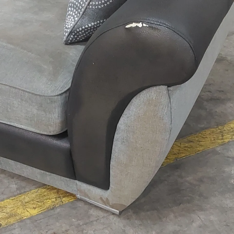 QUALITY DESIGNER UPHOLSTERED CORNER SOFA - GREY & BLACK