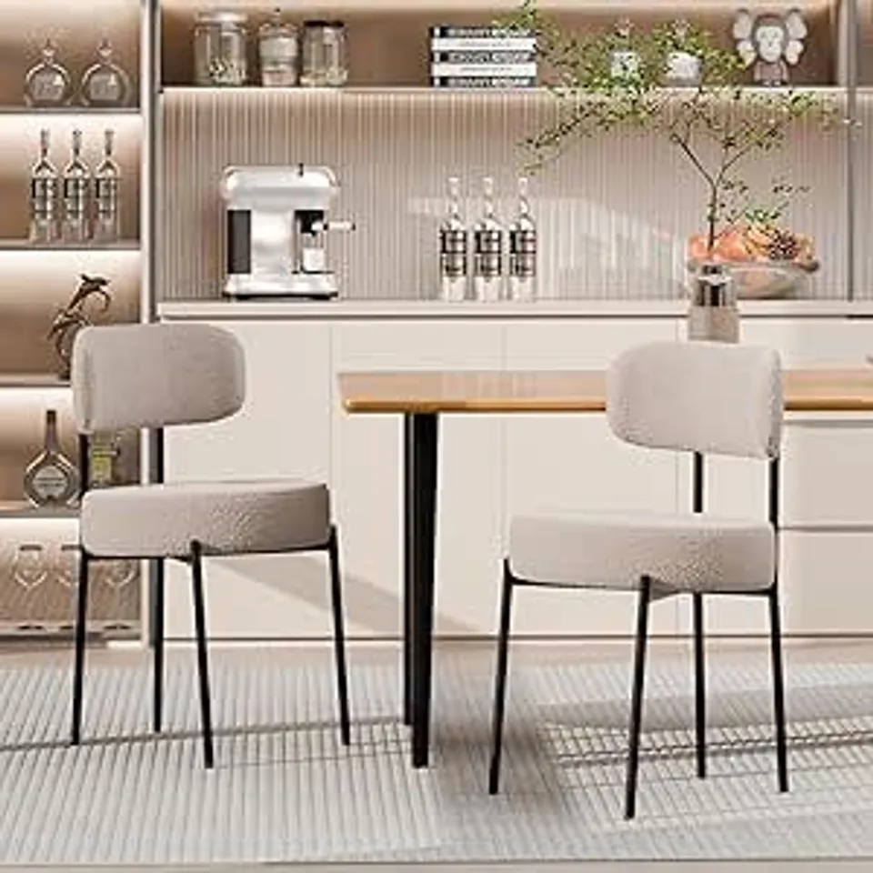 BOXED SET OF 2 BOUCLE UPHOLSTERED DINING CHAIRS 