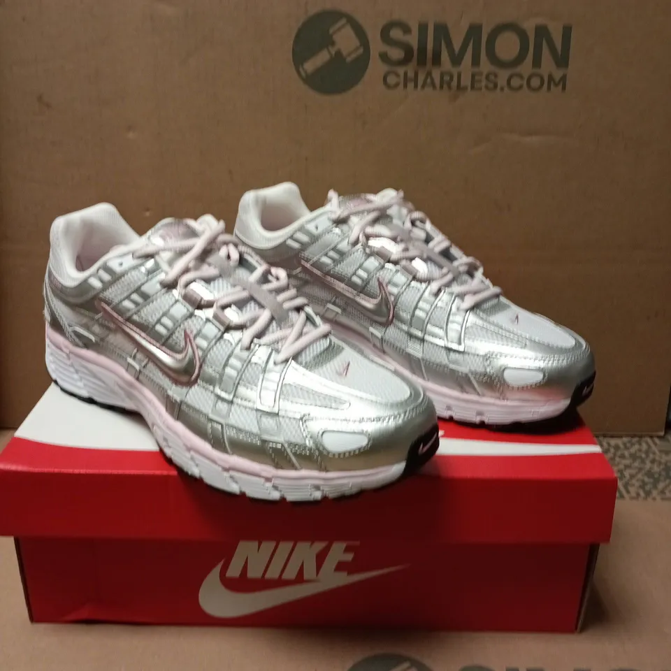 NIKE WOMEN’S P-6000 RUNNING SHOES – SILVER/WHITE WITH PINK ACCENTS (UK 8.5 / US 10.5)