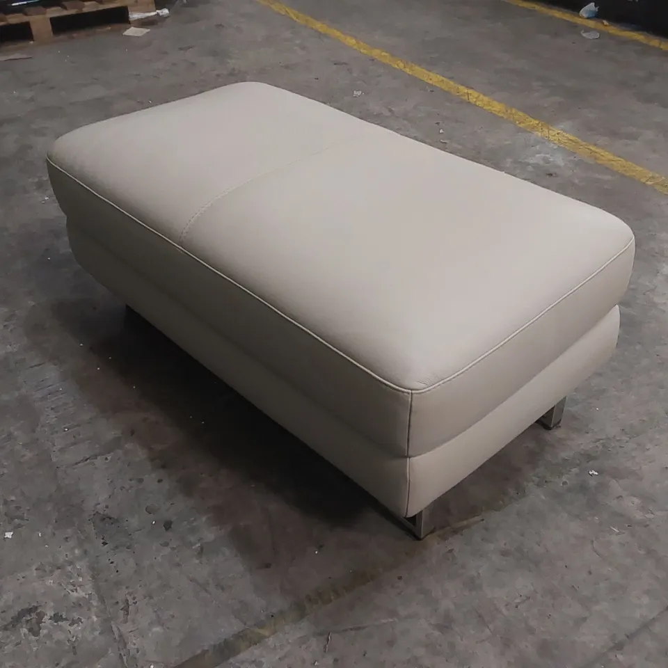 QUALITY DESIGNER ITALIAN MADE LEATHER FOOTSTOOL IN CAPPUCCINO