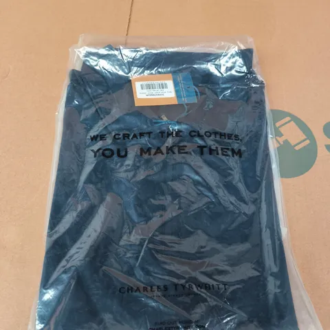 CHARLES TYRWHITT NAVY BLUE ZIP JERSEY POLO SHIRT – SIZE UNSPECIFIED