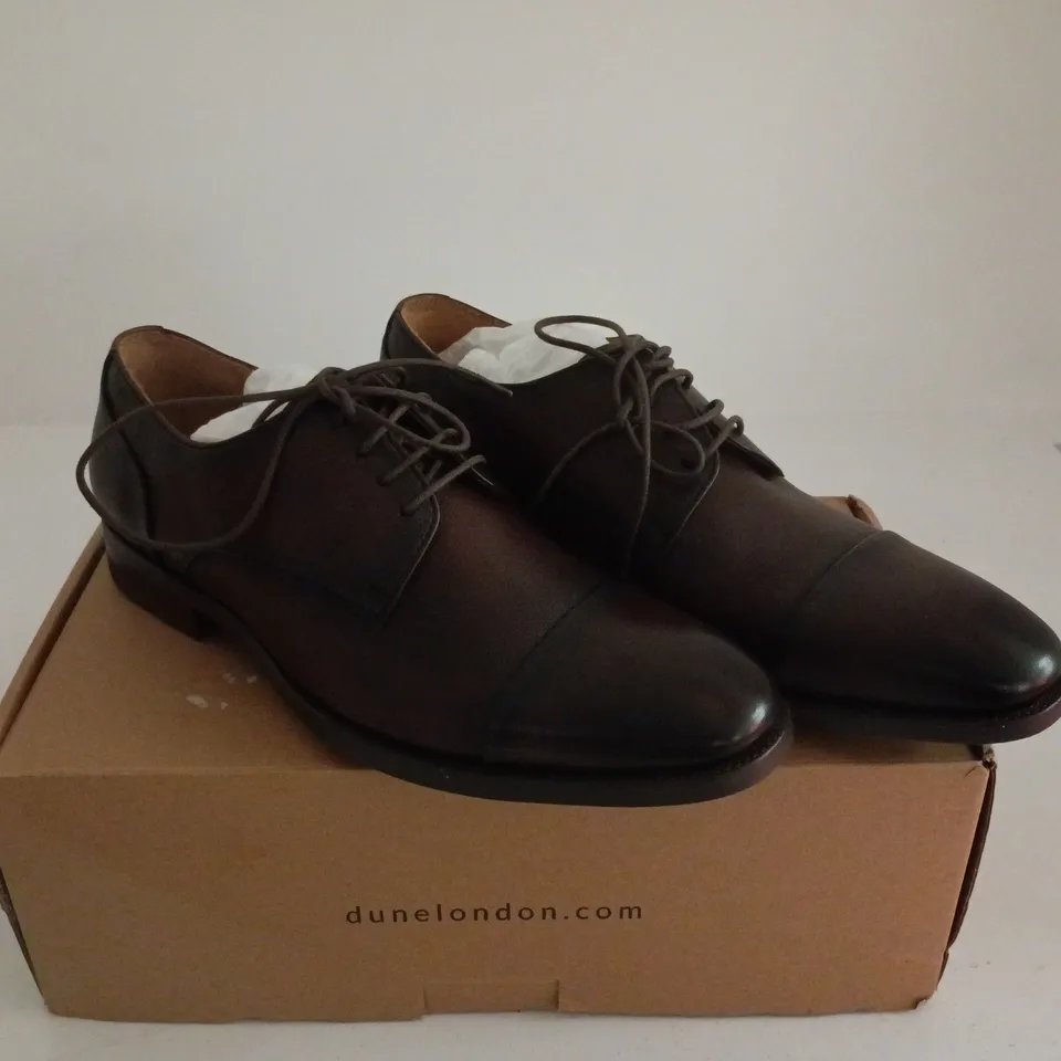 DUNE LONDON BROWN LEATHER FLEX SOLE TOECAP SHOE UK 6 BOXED