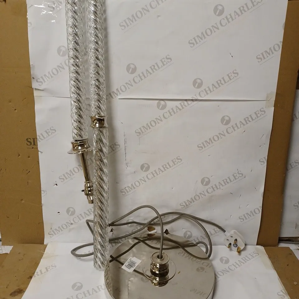LAURA ASHLEY LOUIS TWISTED GLASS, POLISHED NICKEL COLUMN FLOOR LAMP BASE