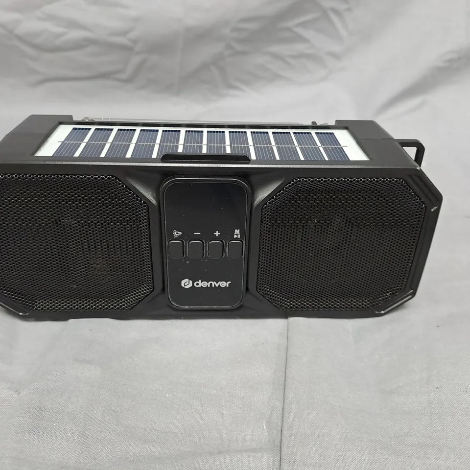 DENVER BTC-158 BLUETOOTH SPEAKER – PORTABLE WITH SOLAR PANEL, FLASHLIGHT & FM RADIO