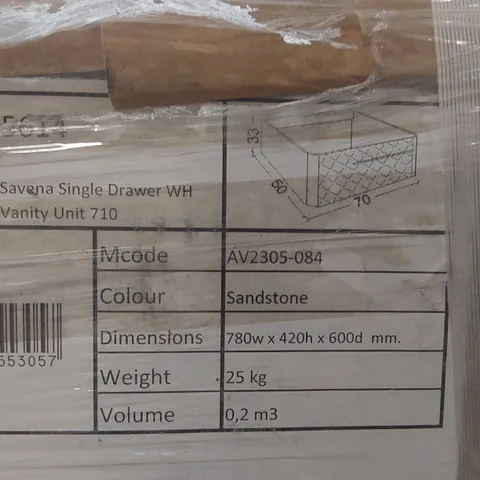 PALLET CONTAINING A LARGE QUANTITY OF ASSORTED BATHROOM FURNITURE PARTS INCLUDING: SAVENA SINGLE DRAWER VANITY BASES