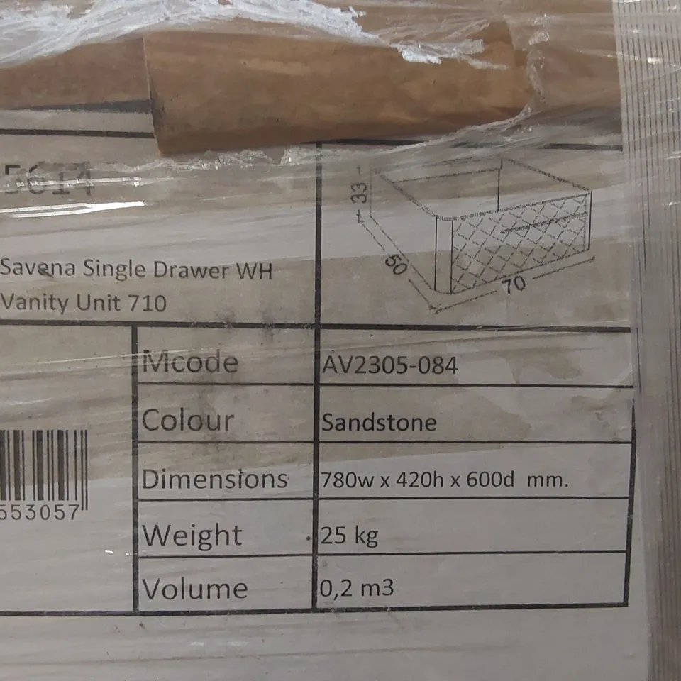 PALLET CONTAINING A LARGE QUANTITY OF ASSORTED BATHROOM FURNITURE PARTS INCLUDING: SAVENA SINGLE DRAWER VANITY BASES